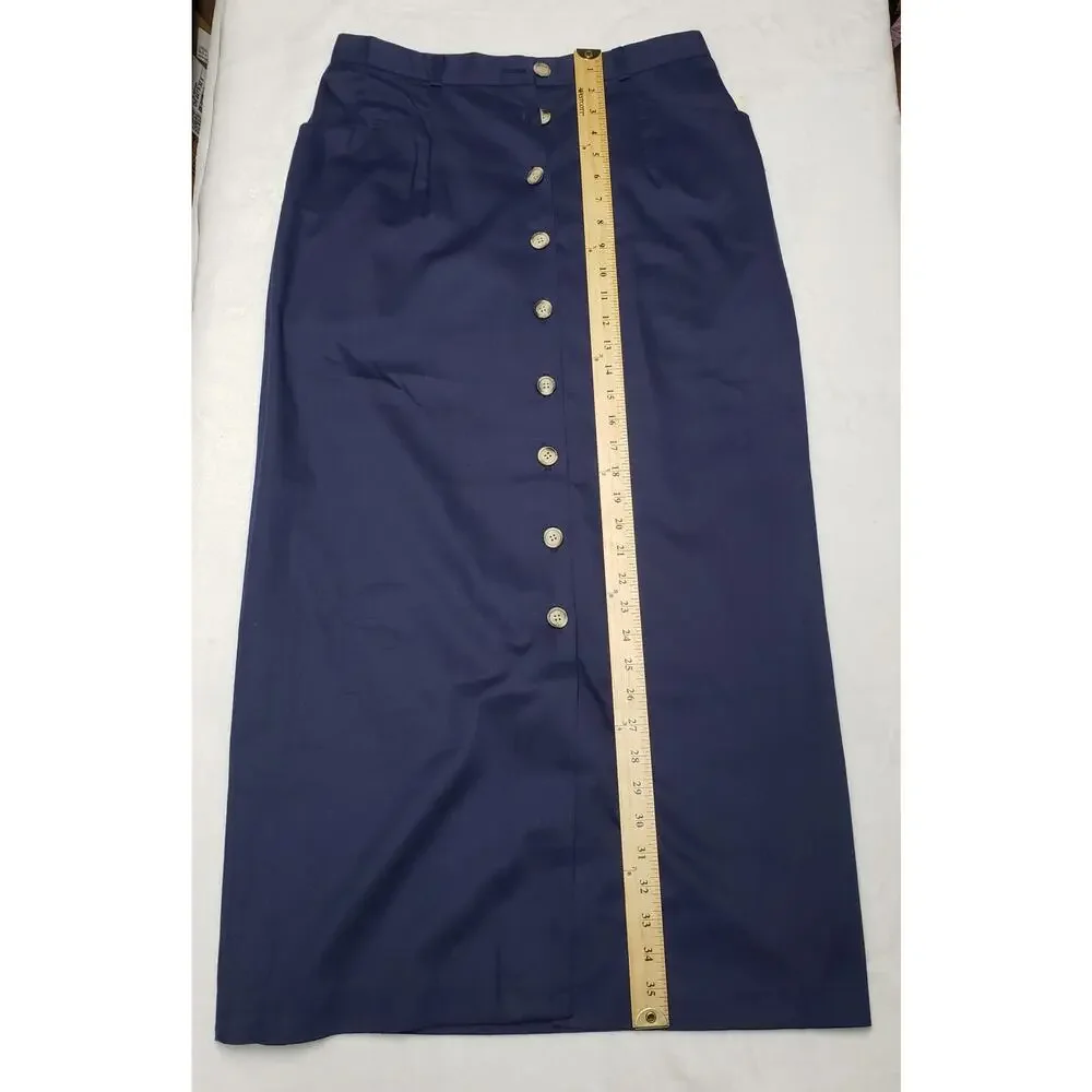 Bedford Fair Vintage 90s Lifestyles Maxi Skirt Sz 12 Navy NWT Deadstock